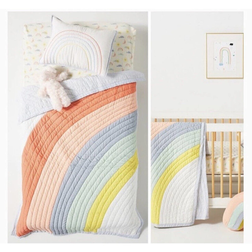 Anthropologie Meri Meri Rainbow Toddler Kids’ Quilt Bedding